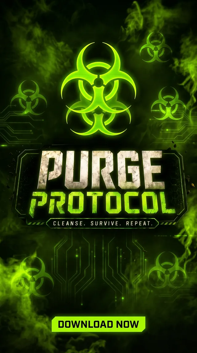 Purge Protocol logo artwork with download prompt